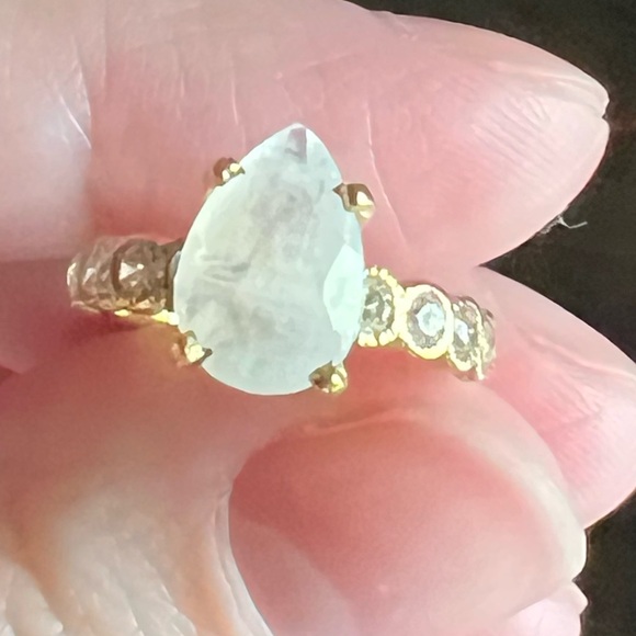 14k Gold Rainbow Moonstone Ring Size 4 3/4 - Picture 6 of 7
